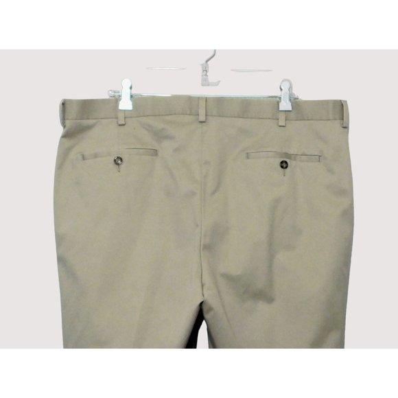 Roundtree & Yorke Chino Pants 41x32 Khaki Tan Flat Front Cotton Spandex - Picture 4 of 7